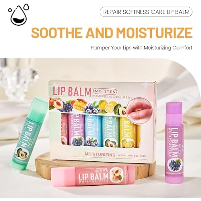 SWIUKPHE FRUIT FLAVORED NATURAL LIP BALM SET LONG LASTING ANTI-CHAPPING MOISTURIZERS FOR WINTER LIP CARE FOR DRY CRACKED LIPS 6 PACK - Image 1